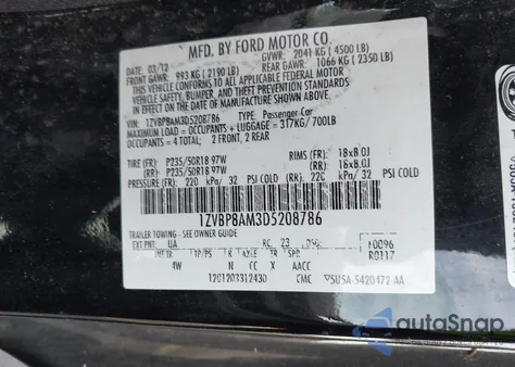 2013 Ford Mustang V6 Premium из США, поврежденный, VIN 1ZVBP8AM3D5208786